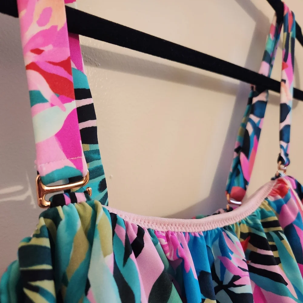 Floral Ruffle Tankini Top - Picture 2 of 8